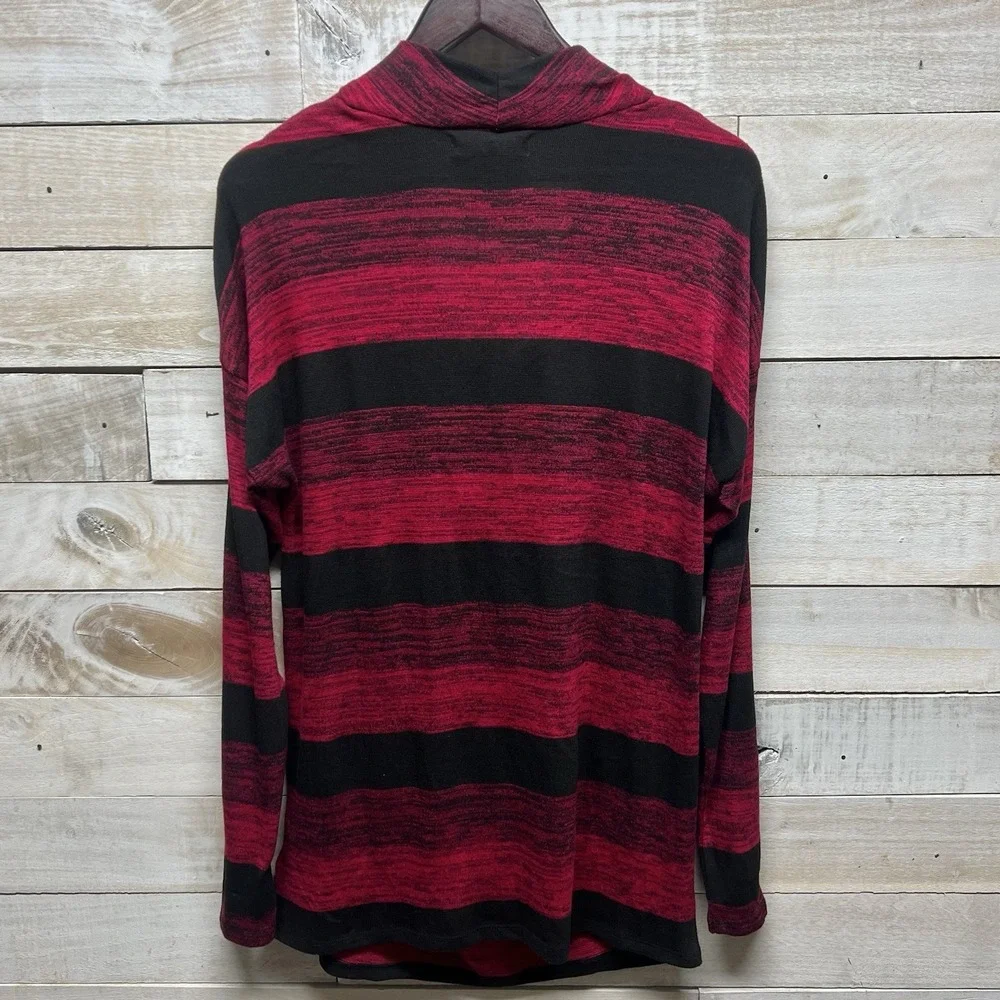Michael‎ Kors Sweater Womens Large Red Black Stripe Cowl Neck Long Sleeve New